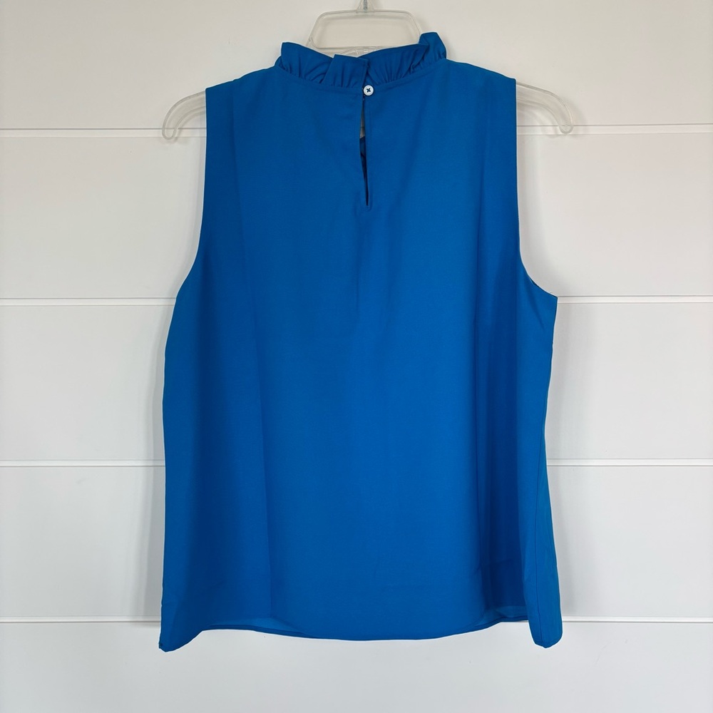 J. Crew Ruffleneck Sleeveless Colbolt Blue Women's Top Size Medium NEW - Picture 8 of 9